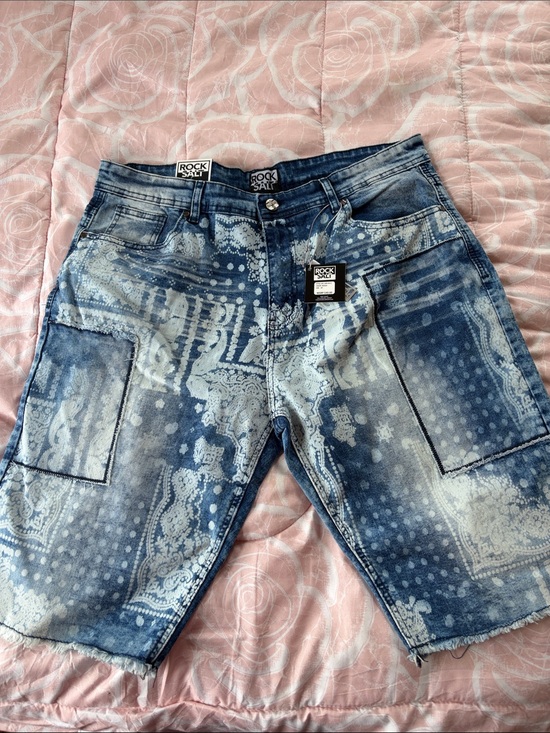 rock salt Other - Men's Blue Patterned Jean Shorts